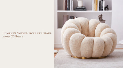 Embrace Cozy Elegance with the Pumpkin Swivel Accent Chair from 25Home