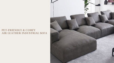 Creating Your Dream Home with the Pet-Friendly Comfort of 25Home's Air Leather Industrial Sofa