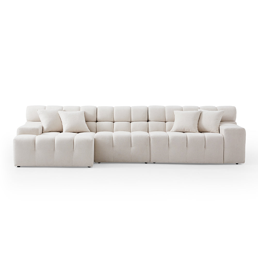 Modern Design Marshmallow Beige L-Shaped Modular Sectional