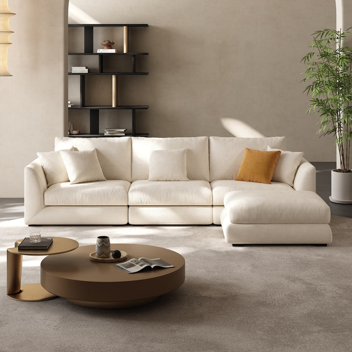 Aalto Boutique Beige Feathers Loveseat and Ottoman