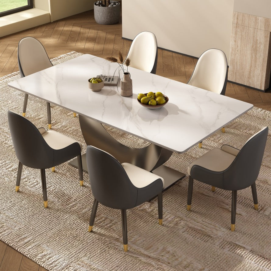 Modern White Sintered Stone Dining Table – Scratch Resistant, Heat Res