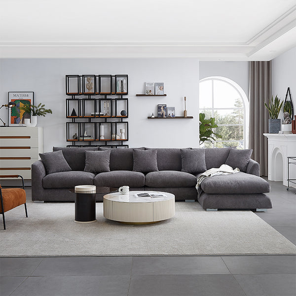 Aalto Boutique Grey Polyester Feathers Sectional