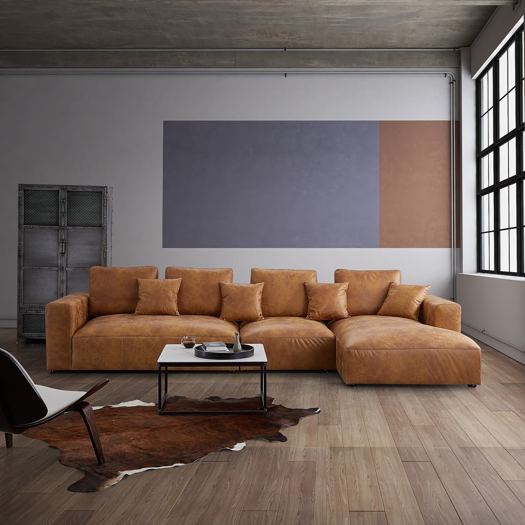 synet sværd Erobre Salo Antique Industrial Air Leather Closed Sectional – Trends Furniture Inc